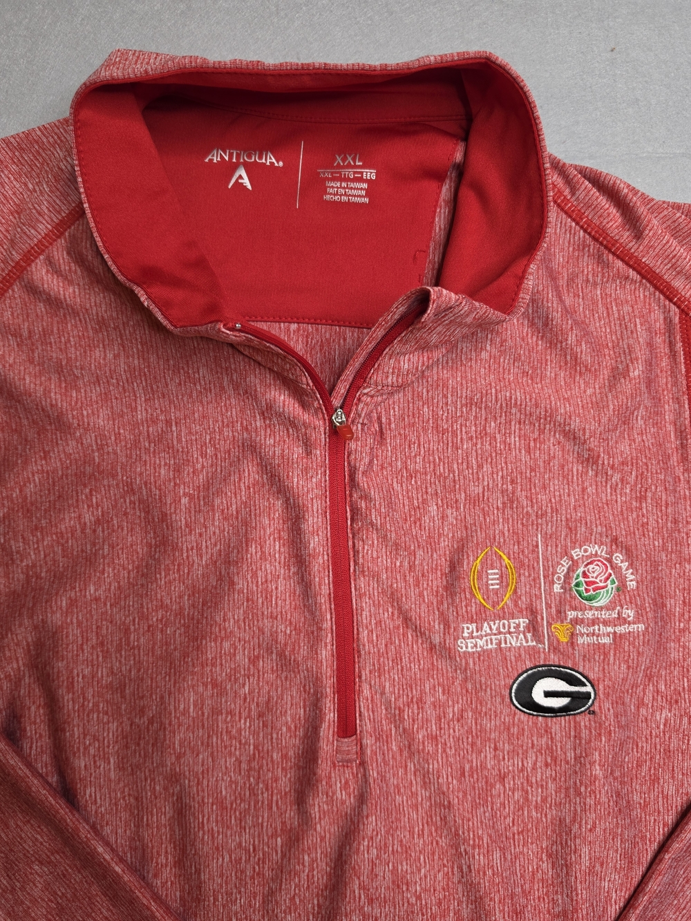 Antigua Red Georgia Rose Bowl Playoff Quarter-Zip Pullover XXL - Picture 1 of 8